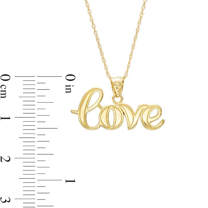 Main Image 3 of Cursive "love" Script Pendant in 14K Gold