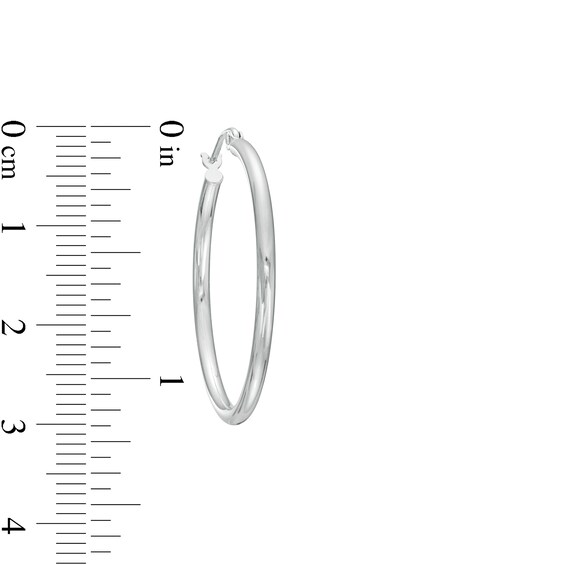 30.0mm Tube Hoop Earrings in 14K White Gold