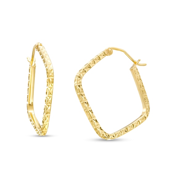 Diamond-Cut Square-Shaped Tube Hoop Earrings in 14K Gold