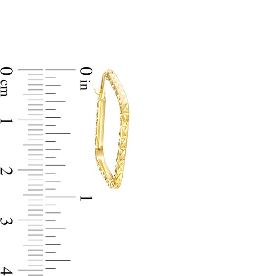 Diamond-Cut Square-Shaped Tube Hoop Earrings in 14K Gold