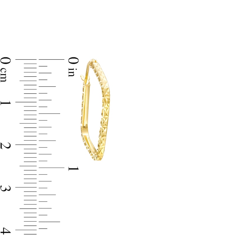 Main Image 3 of Diamond-Cut Square-Shaped Tube Hoop Earrings in 14K Gold