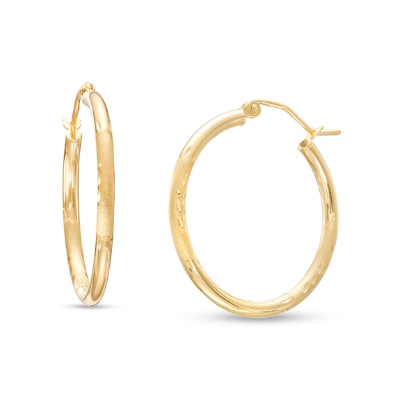 25.0mm Tube Hoop Earrings in 14K Gold
