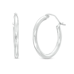 20.0mm Polished Tube Hoop Earrings in 14K White Gold