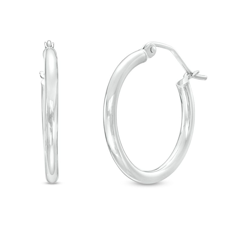 20.0mm Polished Tube Hoop Earrings in 14K White Gold