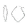 Thumbnail Image 0 of Diamond-Cut Square-Shaped Tube Hoop Earrings in 14K White Gold