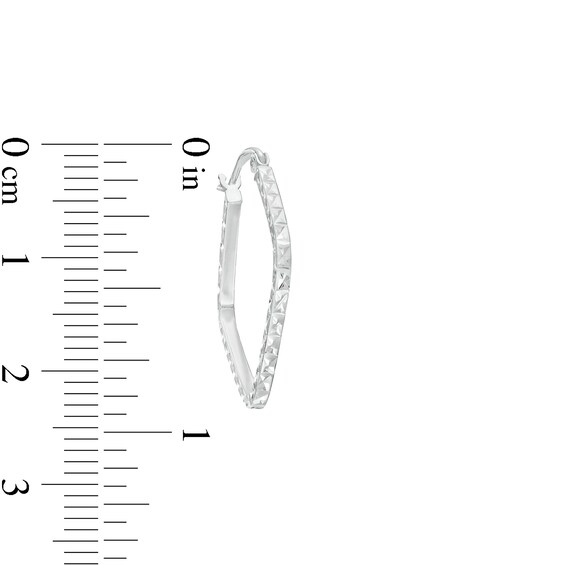 Diamond-Cut Square-Shaped Tube Hoop Earrings in 14K White Gold