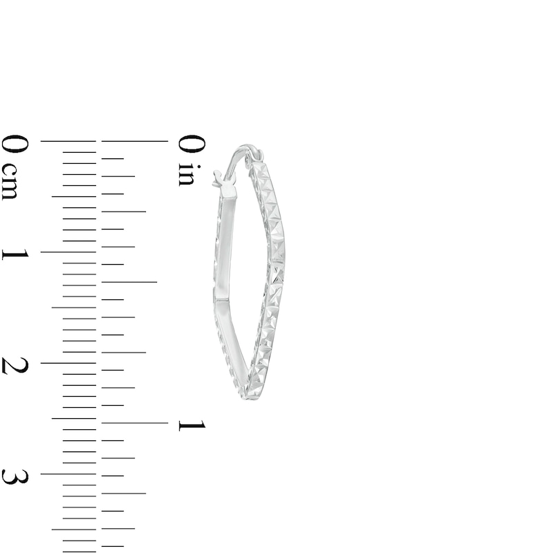 Main Image 3 of Diamond-Cut Square-Shaped Tube Hoop Earrings in 14K White Gold