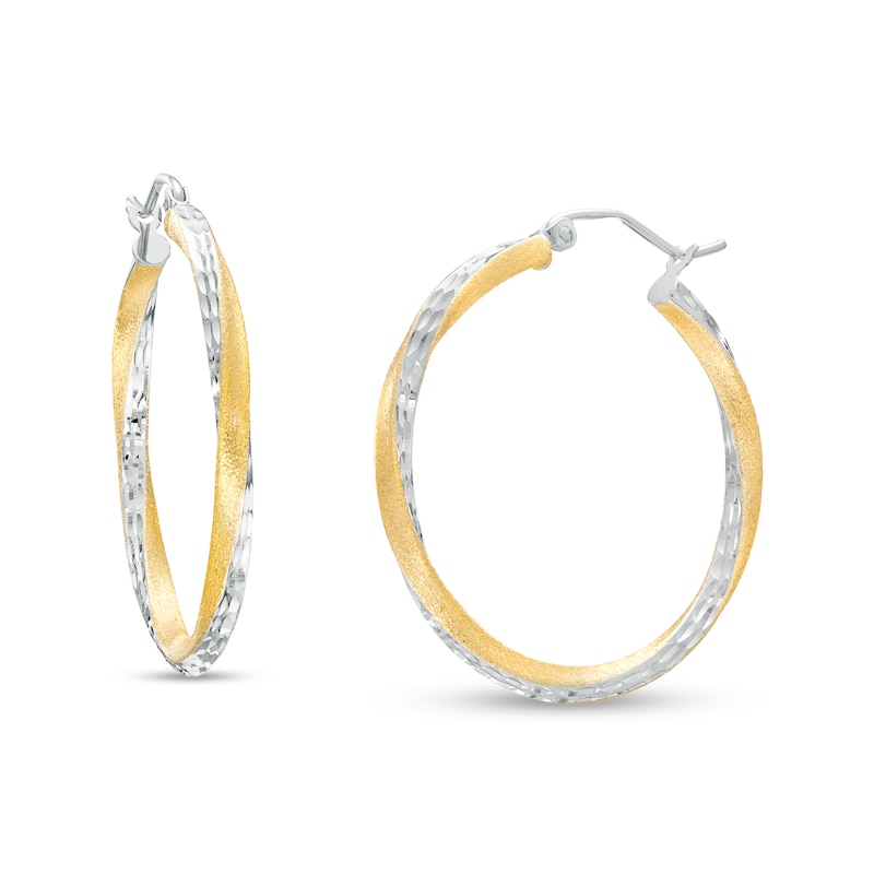 Main Image 1 of 30.0mm Twist Tube Hoop Earrings in 14K Gold