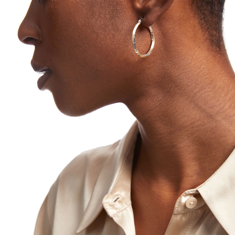 Main Image 2 of 30.0mm Twist Tube Hoop Earrings in 14K Gold