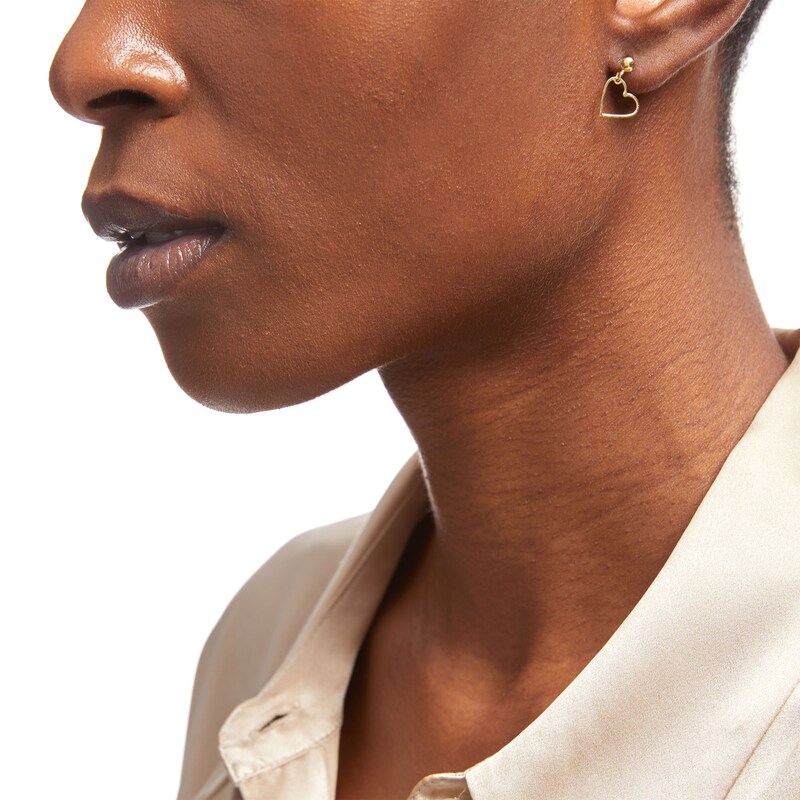 Main Image 2 of Heart Outline Single Drop Earring in 14K Gold
