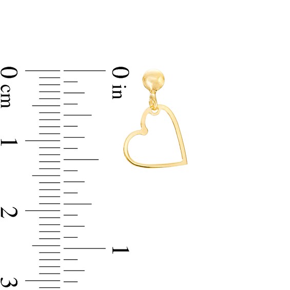 Heart Outline Single Drop Earring in 14K Gold
