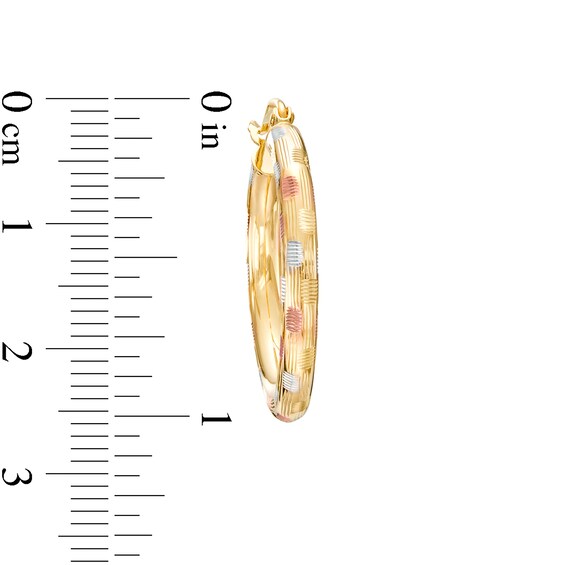 25.0mm Diamond-Cut Polka-Dot Tube Hoop Earrings in 14K Gold