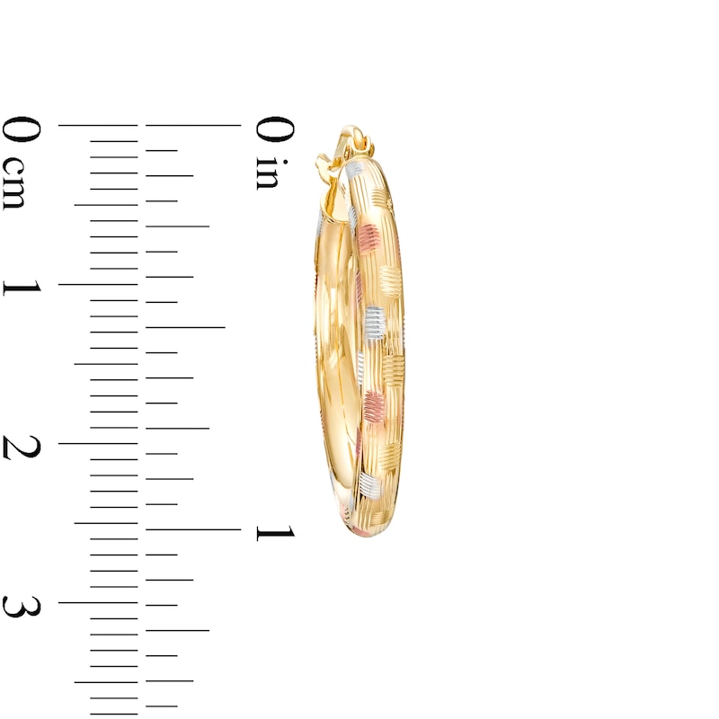 Main Image 3 of 25.0mm Diamond-Cut Polka-Dot Tube Hoop Earrings in 14K Gold