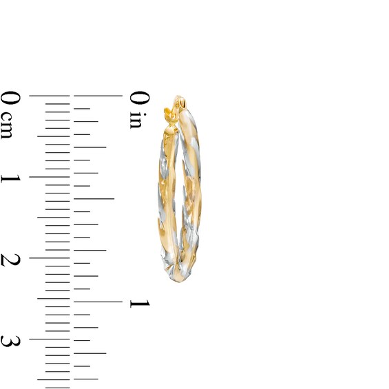 Textured Twist Hoop Earrings in 14K Two-Tone Gold