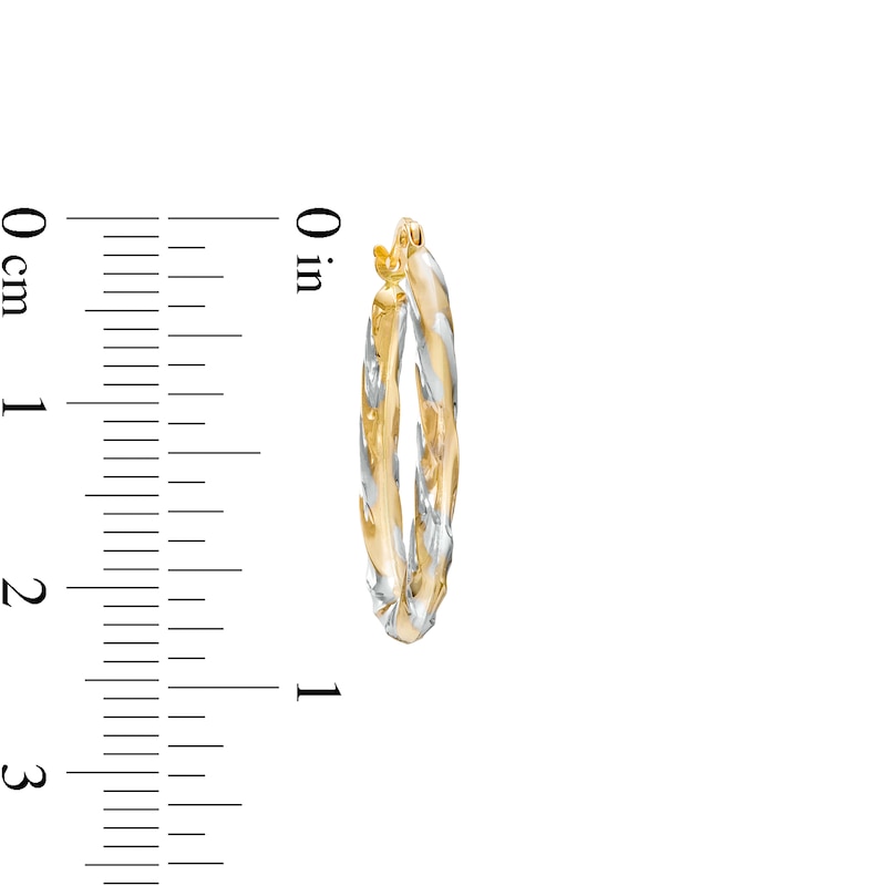 Textured Twist Hoop Earrings in 14K Two-Tone Gold