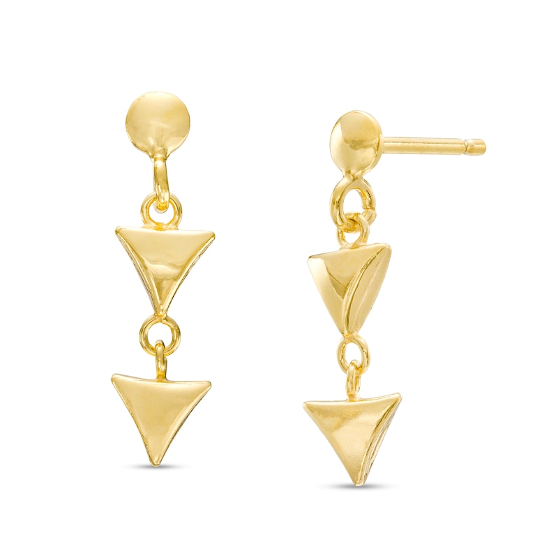 Main Image 1 of Double Triangle Single Drop Earring in 14K Gold