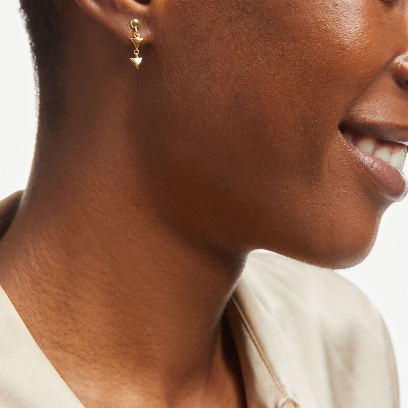 Main Image 2 of Double Triangle Single Drop Earring in 14K Gold