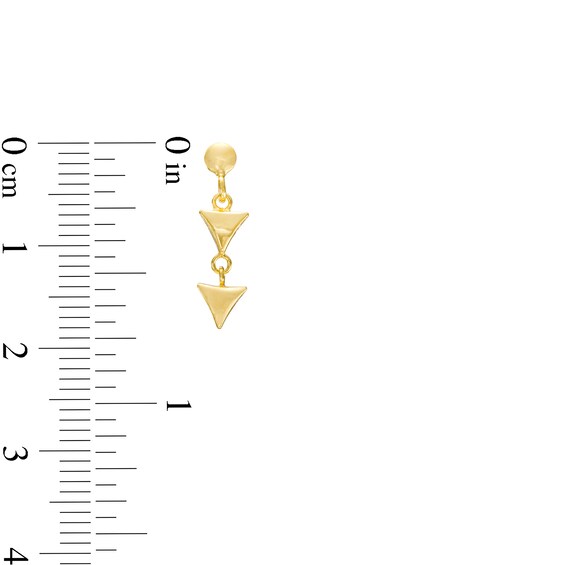 Double Triangle Single Drop Earring in 14K Gold