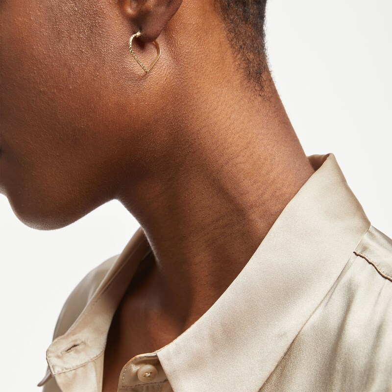 Main Image 2 of Diamond-Cut Heart-Shaped Tube Hoop Earrings in 14K Gold