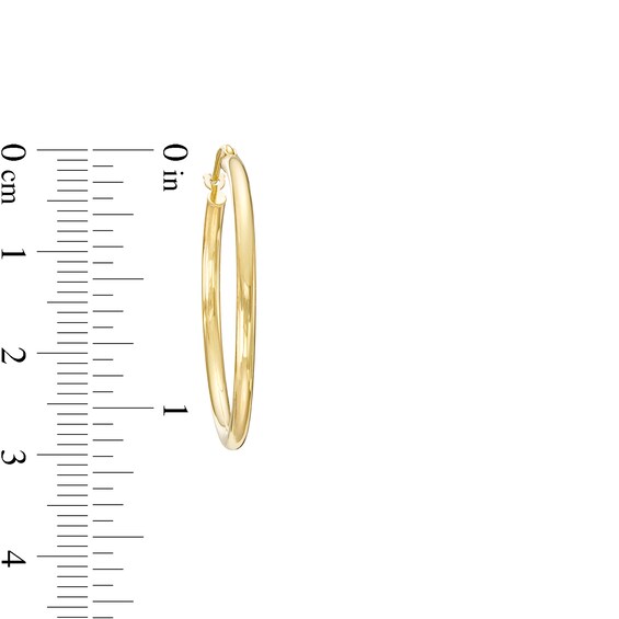 30.0mm Tube Hoop Earrings in 14K Gold