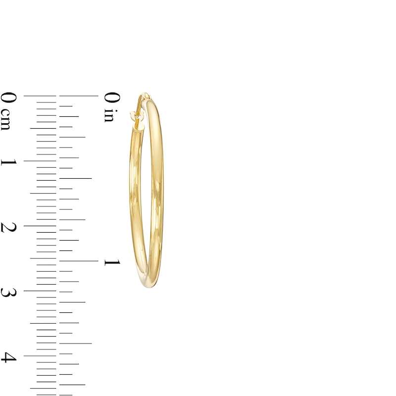 30.0mm Tube Hoop Earrings in 14K Gold