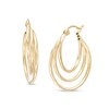 Thumbnail Image 1 of Triple Layer Tube Hoop Earrings in 14K Gold