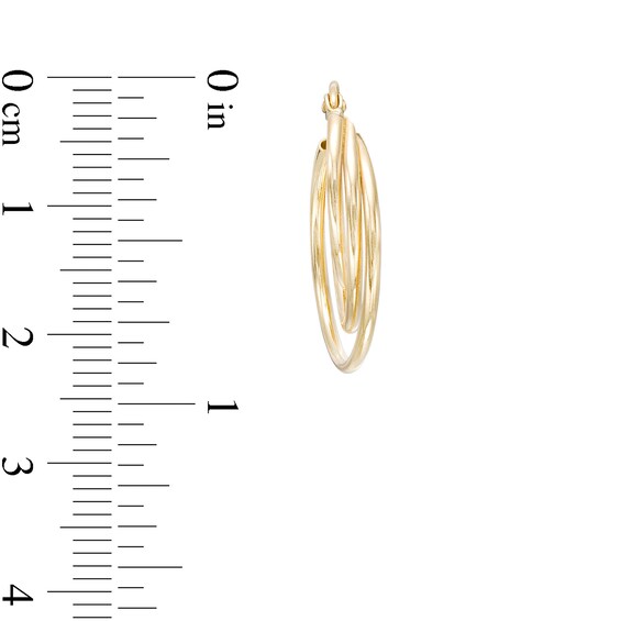 Triple Layer Tube Hoop Earrings in 14K Gold