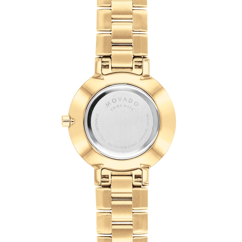 Ladies' Movado Faceto 1/3 CT. T.W. Diamond Gold-Tone PVD Watch with ...