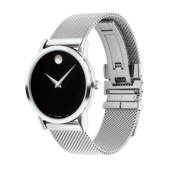 Ladies' Movado Museum Classic Mesh Watch with Black Dial (Model: 0607646)