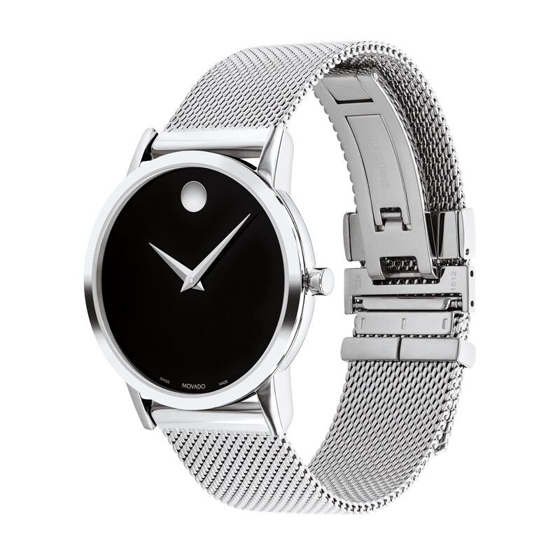 Main Image 2 of Ladies' Movado Museum Classic Mesh Watch with Black Dial (Model: 0607646)