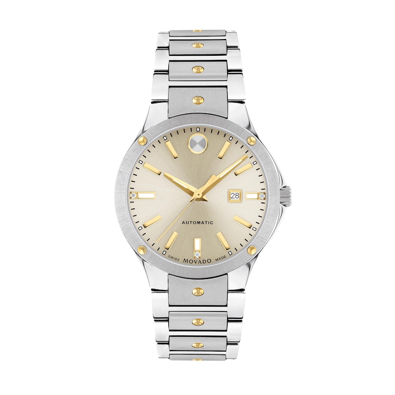 Main Image 1 of Ladies' Movado SE Automatic Diamond Accent Two-Tone PVD Watch with Champagne Dial (Model: 0607682)