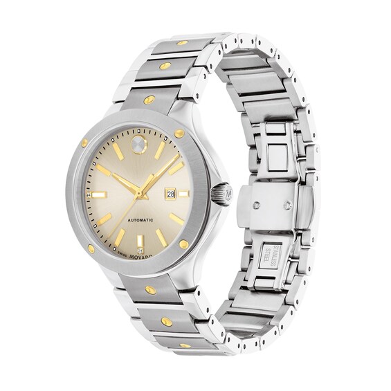 Ladies' Movado SE Automatic Diamond Accent Two-Tone PVD Watch with Champagne Dial (Model: 0607682)