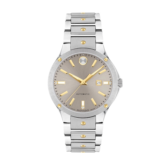 Ladies' Movado SE Automatic Diamond Accent Two-Tone PVD Watch with Silver-Tone Dial (Model: 607681)