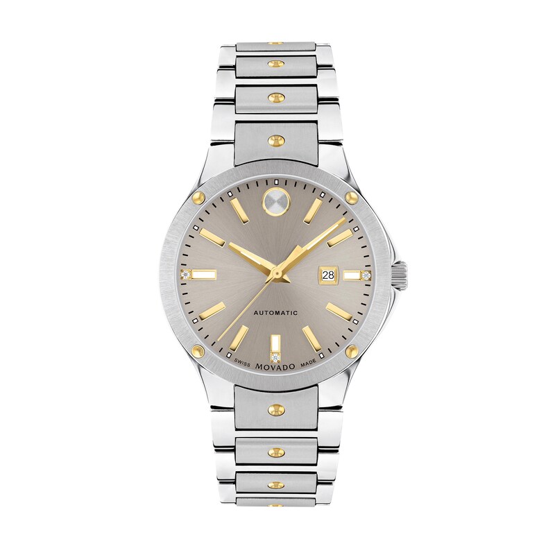 Main Image 1 of Ladies' Movado SE Automatic Diamond Accent Two-Tone PVD Watch with Silver-Tone Dial (Model: 607681)