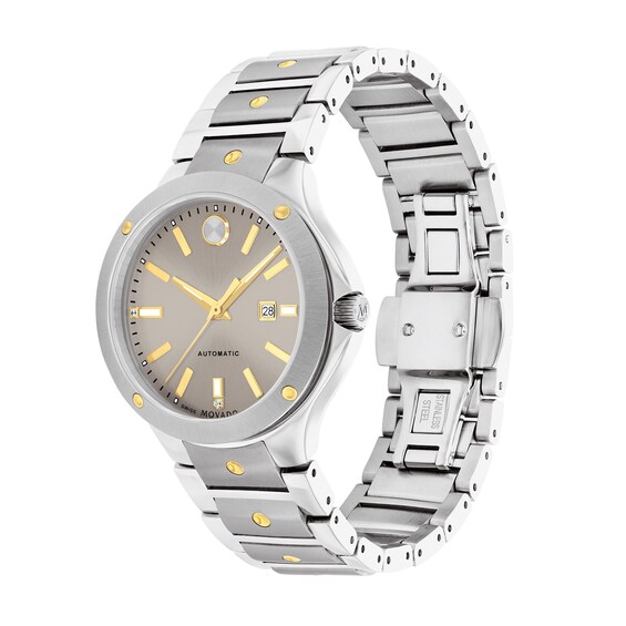 Ladies' Movado SE Automatic Diamond Accent Two-Tone PVD Watch with Silver-Tone Dial (Model: 607681)