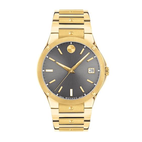 Men's Movado SE Gold-Tone PVD Watch with Grey Dial (Model: 0607707)