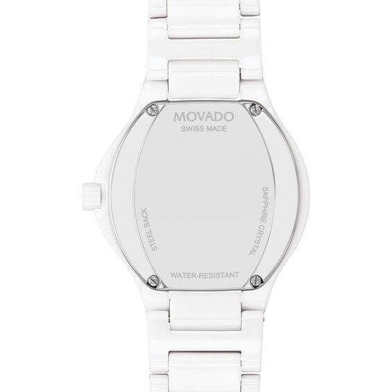 Ladies' Movado SE Two-Tone PVD Ceramic Watch with White Dial (Model: 0607740)