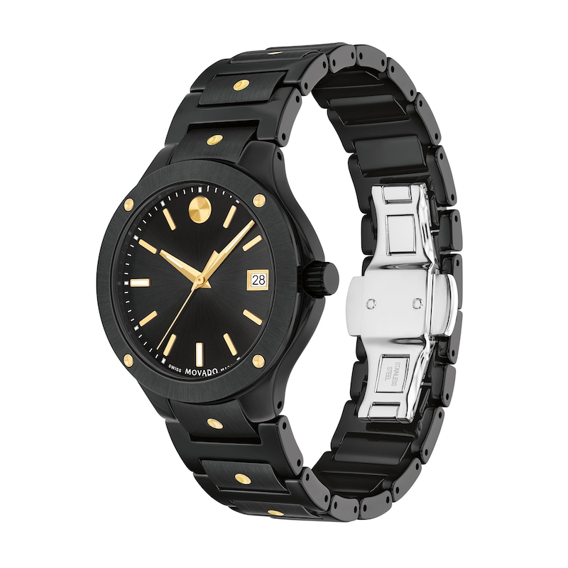 Main Image 2 of Ladies' Movado SE Two-Tone PVD Ceramic Watch with Black Dial (Model: 0607741)