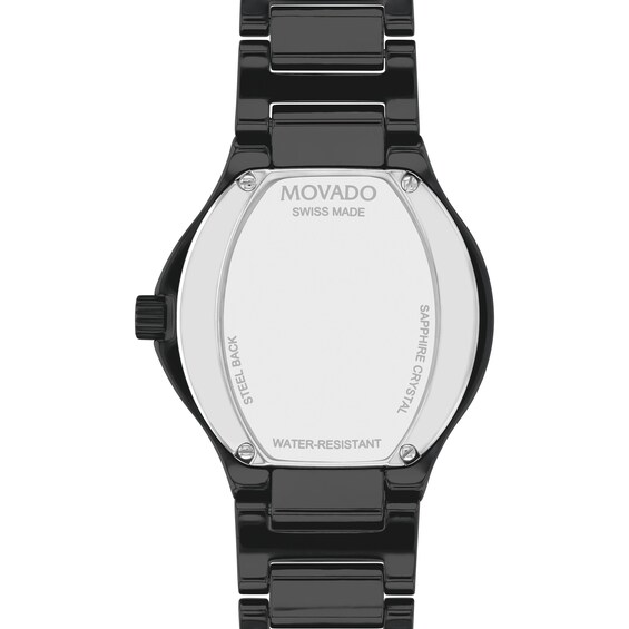Ladies' Movado SE Two-Tone PVD Ceramic Watch with Black Dial (Model: 0607741)