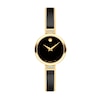 Thumbnail Image 0 of Lades' Movado Moda Diamond Accent Two-Tone PVD Ceramic Bangle Watch with Black Dial (Model: 0607716)
