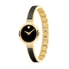 Thumbnail Image 1 of Lades' Movado Moda Diamond Accent Two-Tone PVD Ceramic Bangle Watch with Black Dial (Model: 0607716)