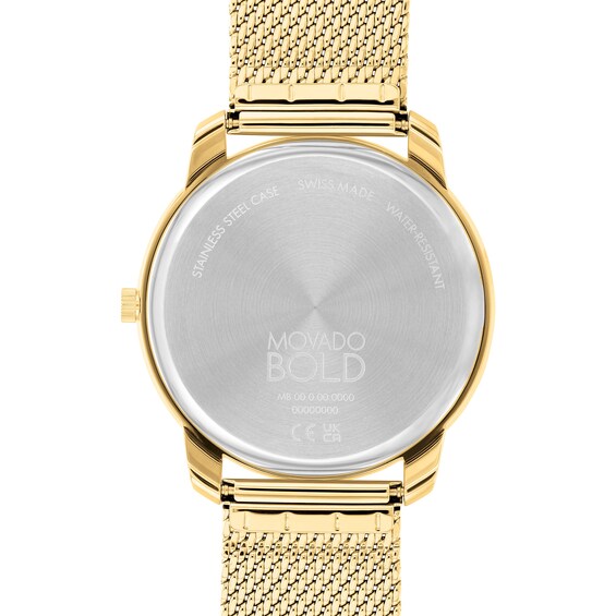 Men's Movado BoldÂ® Thin Crystal Accent Gold-Tone IP Mesh Watch with Gold-Tone Dial (Model: 3600903)