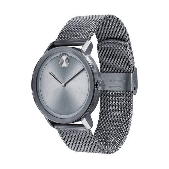 Men's Movado BoldÂ® Evolution Gunmetal Grey IP Mesh Watch with Grey Dial (Model: 3600902)