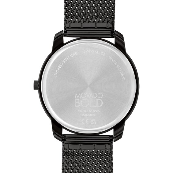Men's Movado Bold® Thin Crystal Accent Black IP Mesh Watch with Black Dial (Model: 3600904)
