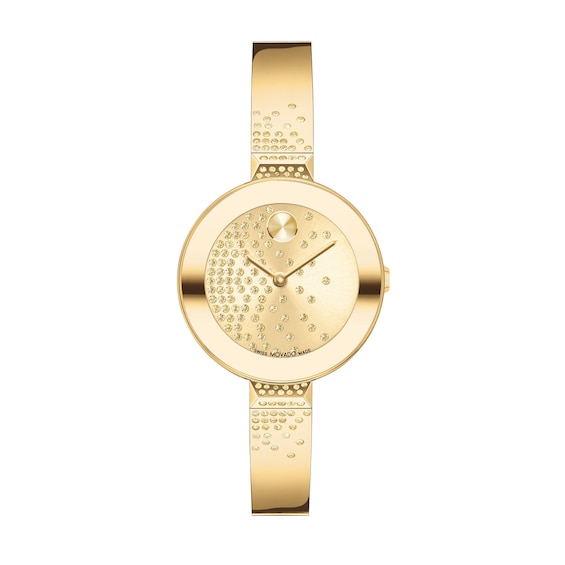 Ladies' Movado BoldÂ® Champagne Crystal Accent Gold-Tone IP Bangle Watch with Gold-Tone Dial (Model: 3600926)