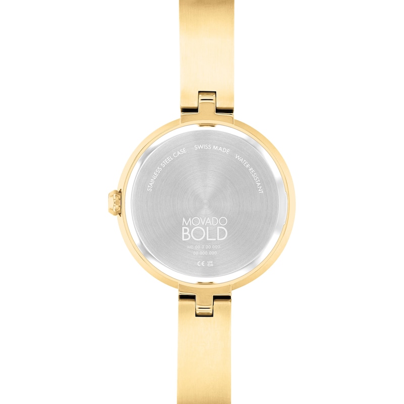 Ladies' Movado Bold® Champagne Crystal Accent Gold-Tone IP Bangle Watch with Gold-Tone Dial (Model: 3600926)