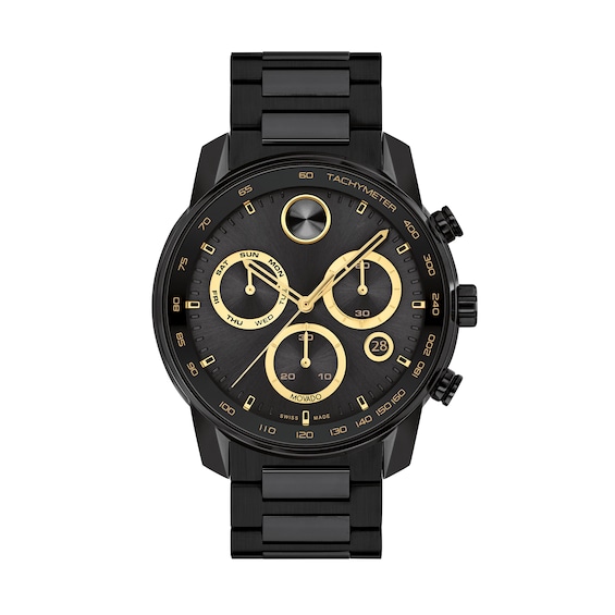 Men's Movado BoldÂ® Verso Black IP Chronograph Watch with Black Dial (Model: 3600906)