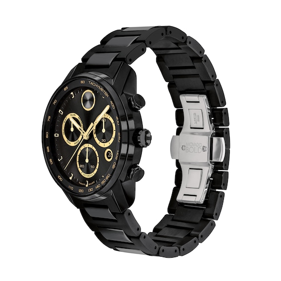 Men's Movado BoldÂ® Verso Black IP Chronograph Watch with Black Dial (Model: 3600906)