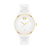 Thumbnail Image 1 of Ladies' Movado Bold® Verso Gold-Tone IP and White Ceramic Watch with White Dial (Model: 3600934)
