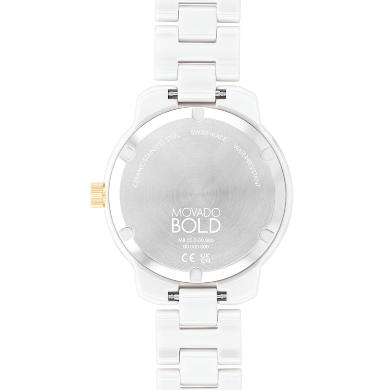 Main Image 3 of Ladies' Movado Bold® Verso Gold-Tone IP and White Ceramic Watch with White Dial (Model: 3600934)